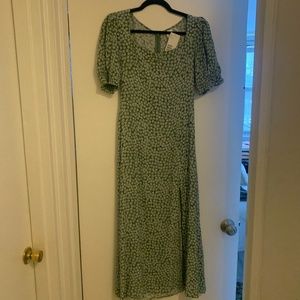 H&M Green floral Midi Dress